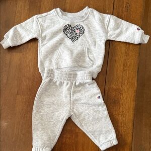Champion Gray Baby Outfit with Heart Design